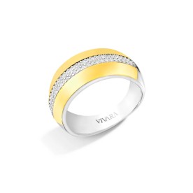 Anel Tulum em Prata 925 com Ouro Amarelo 18k e Diamantes