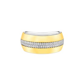 Anel Tulum em Prata 925 com Ouro Amarelo 18k e Diamantes