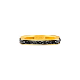 Conjunto Alianças Square em Ouro Amarelo 18k com Diamantes Negros e Esmalte